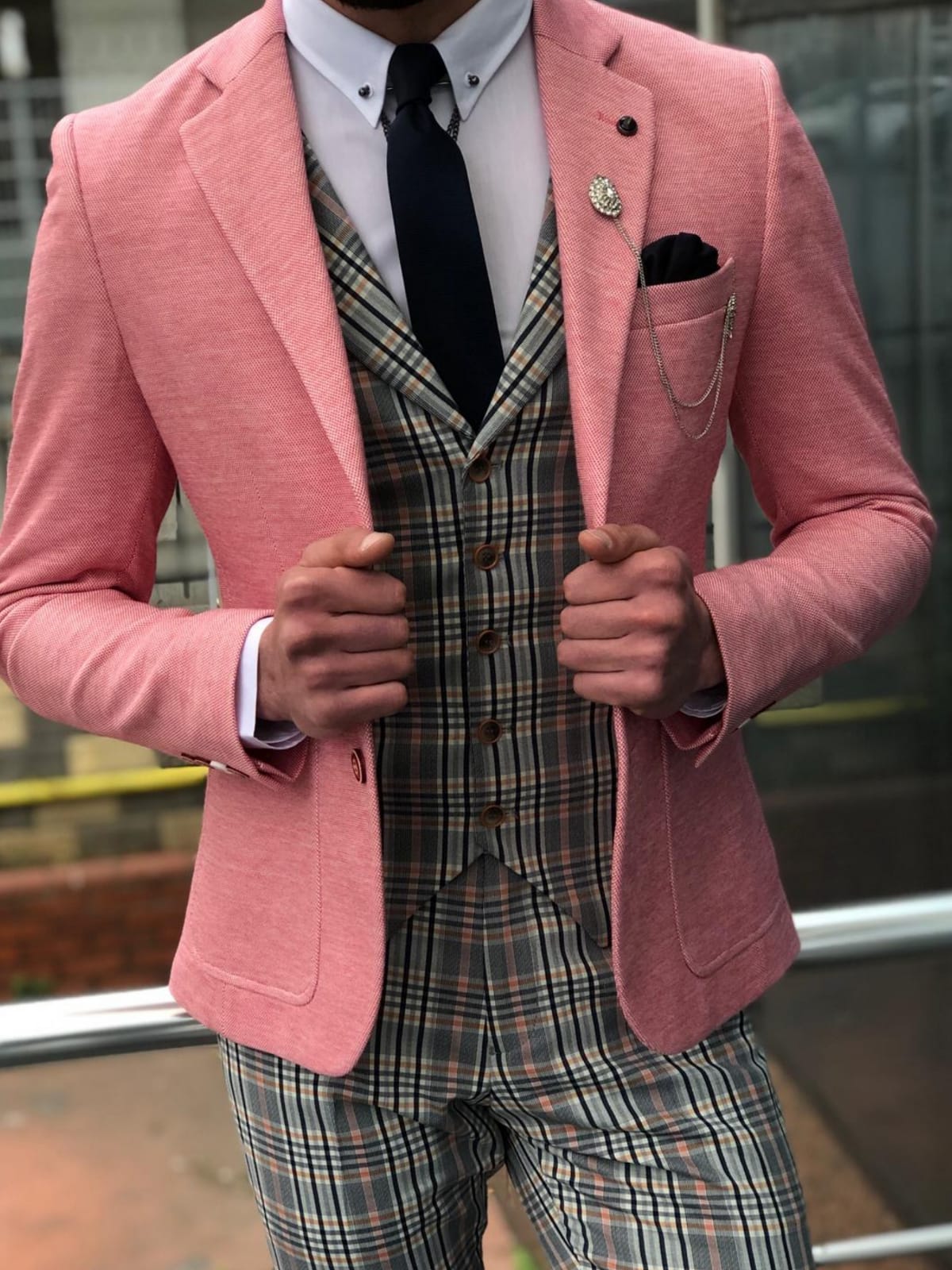Pandoff Slim-Fit  Blazer in Pink-baagr.myshopify.com-suit-BOJONI