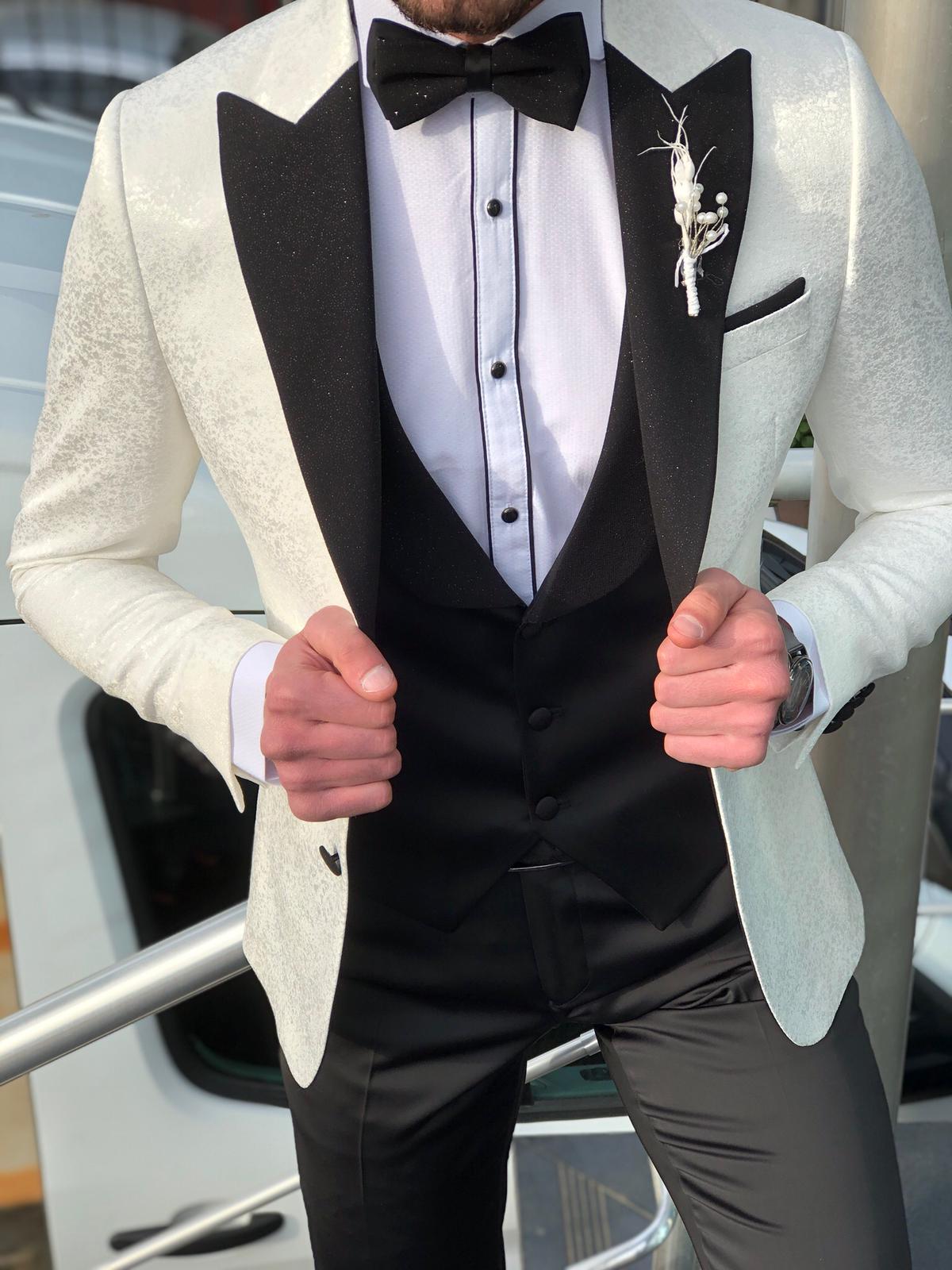 Bloom Slim-Fit Tuxedo Suit Vest Ecru-baagr.myshopify.com-suit-BOJONI