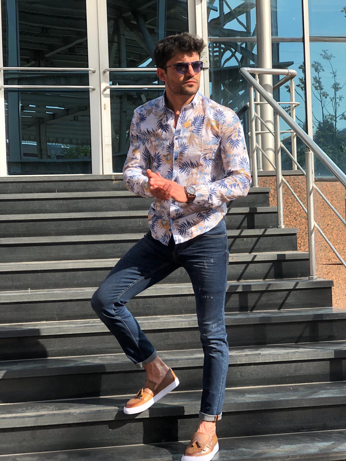 Slim-Fit Buttoned Shirt White-baagr.myshopify.com-Shirt-BOJONI