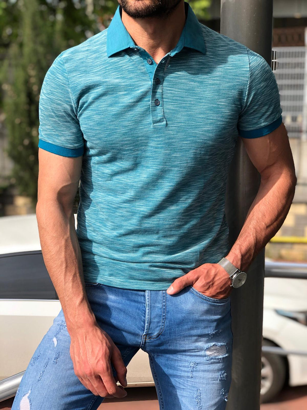 Banso Slim-Fit Collar T-shirt (3 Colors)-baagr.myshopify.com-T-shirt-BOJONI