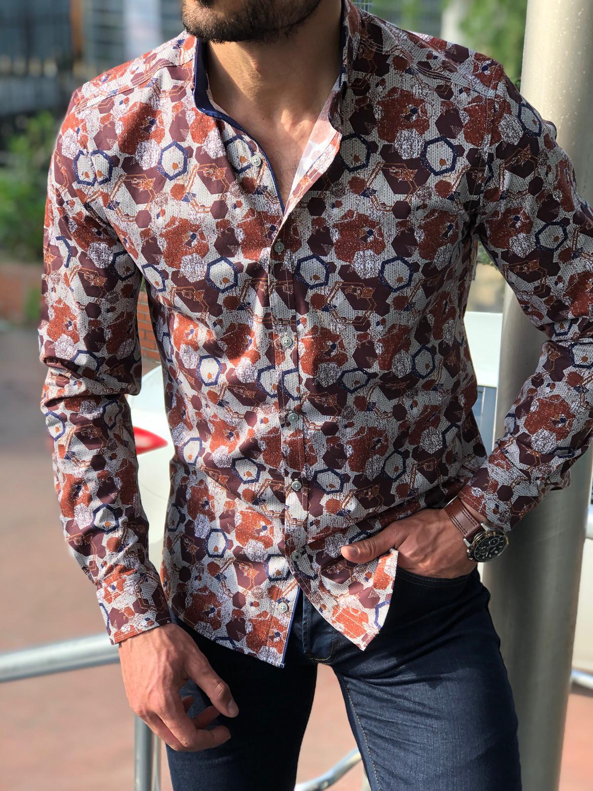 Blake Tile Patterned Slim Shirt-baagr.myshopify.com-Shirt-BOJONI