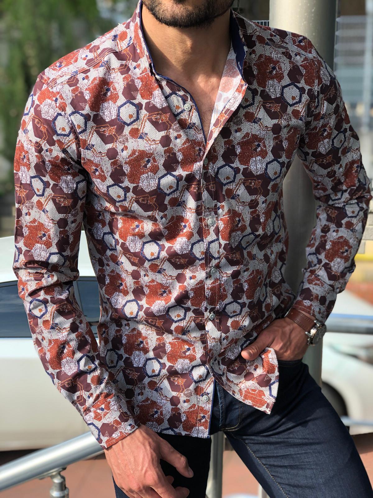 Blake Tile Patterned Slim Shirt-baagr.myshopify.com-Shirt-BOJONI