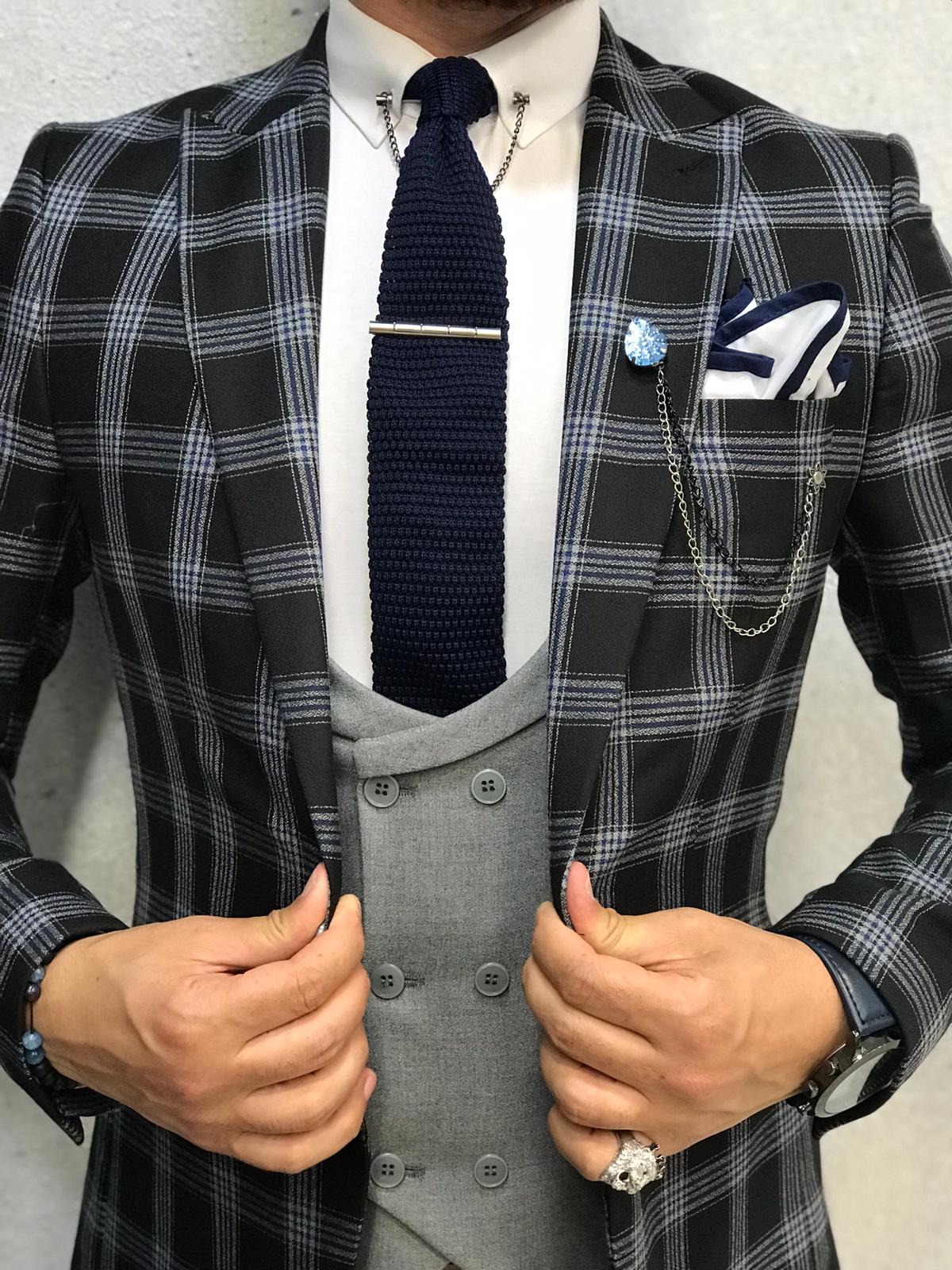 Black Plaid Slim Fit-baagr.myshopify.com-1-brabion