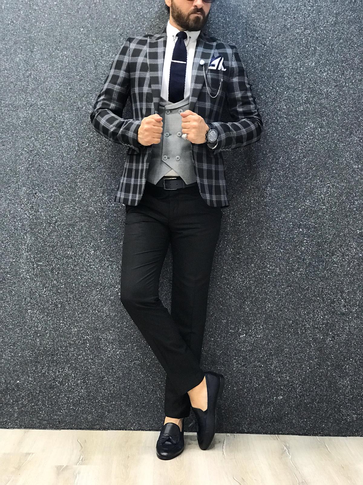Black Plaid Slim Fit-baagr.myshopify.com-1-brabion