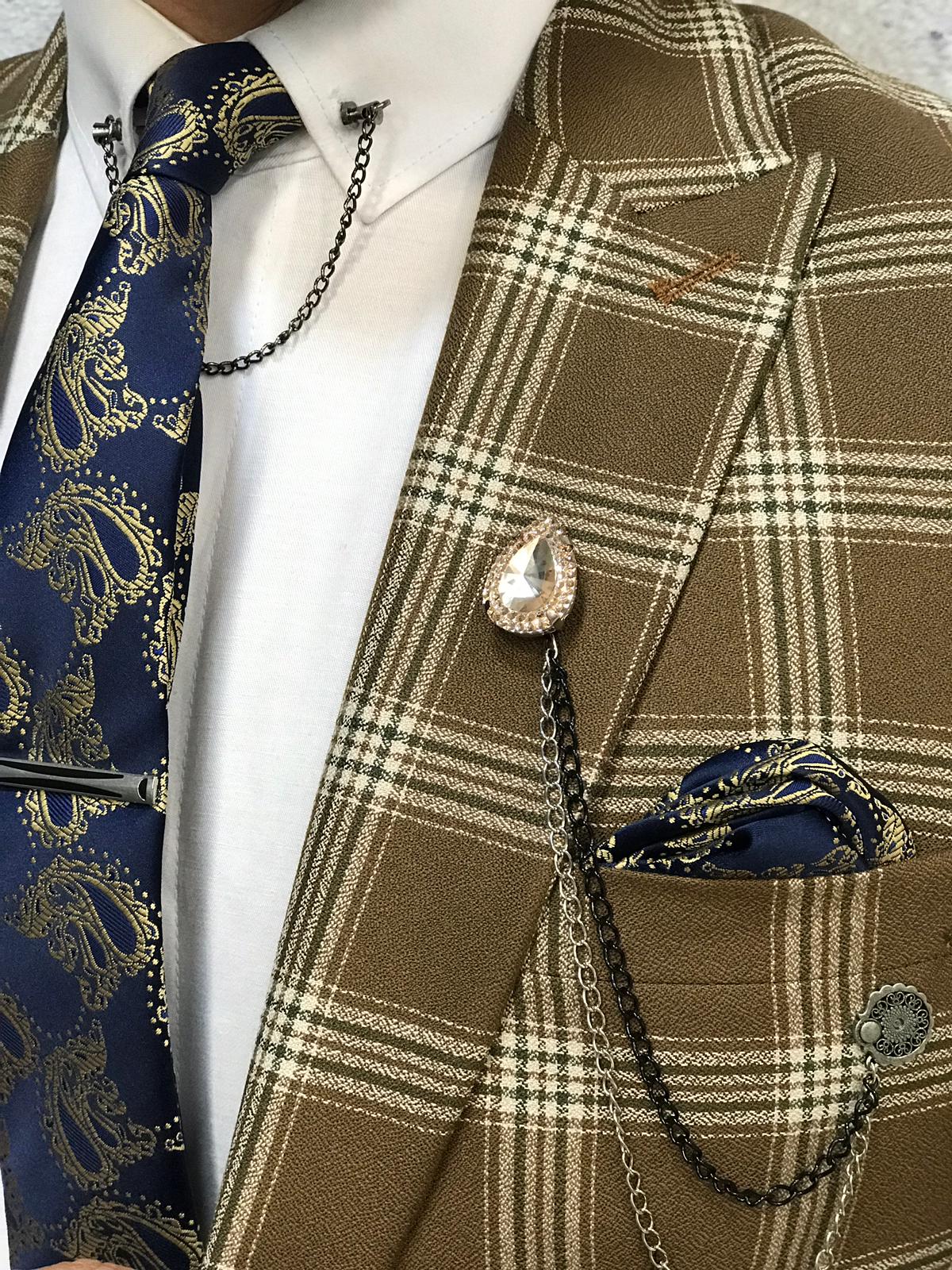 Cream Plaid Slim Fit-baagr.myshopify.com-1-brabion