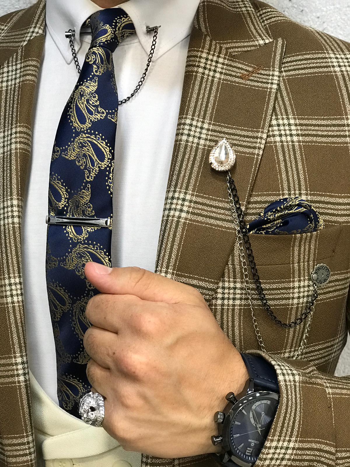 Cream Plaid Slim Fit-baagr.myshopify.com-1-brabion