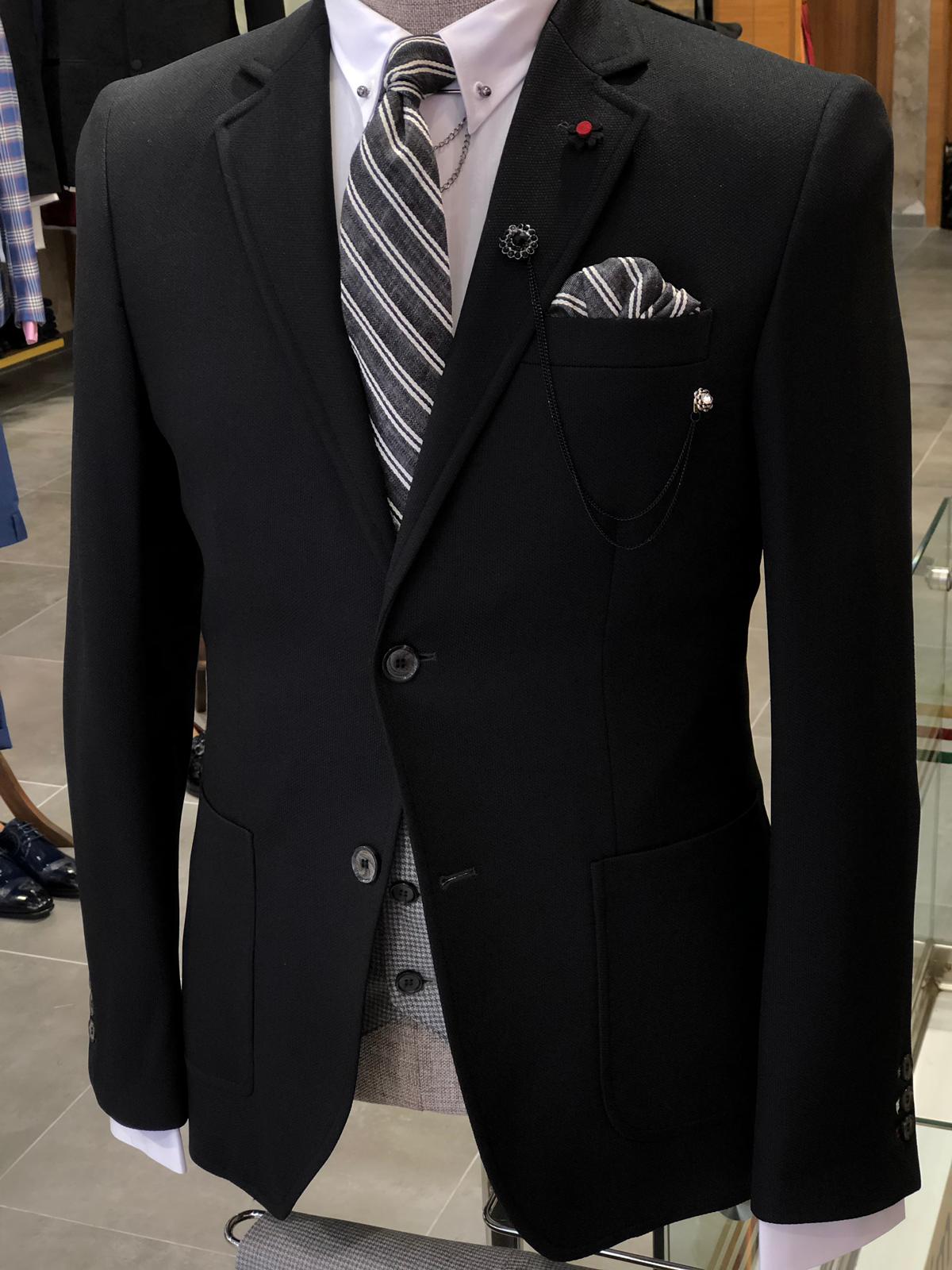 Slim-Fit Cotton Suit Vest Black-baagr.myshopify.com-suit-BOJONI