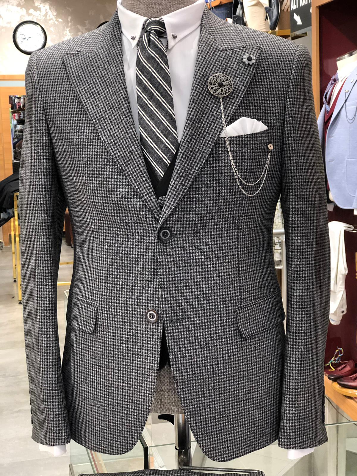 Baha Slim-Fit Patterned Suit Vest Black-baagr.myshopify.com-suit-BOJONI