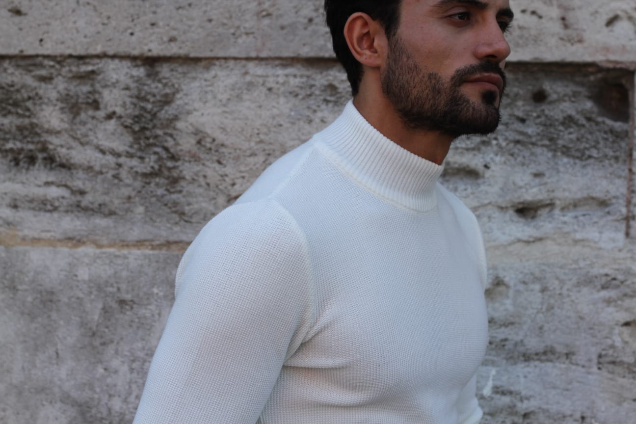 Patrick Knitted Slim-Fit Turtleneck in Ecru-baagr.myshopify.com-sweatshirts-BOJONI