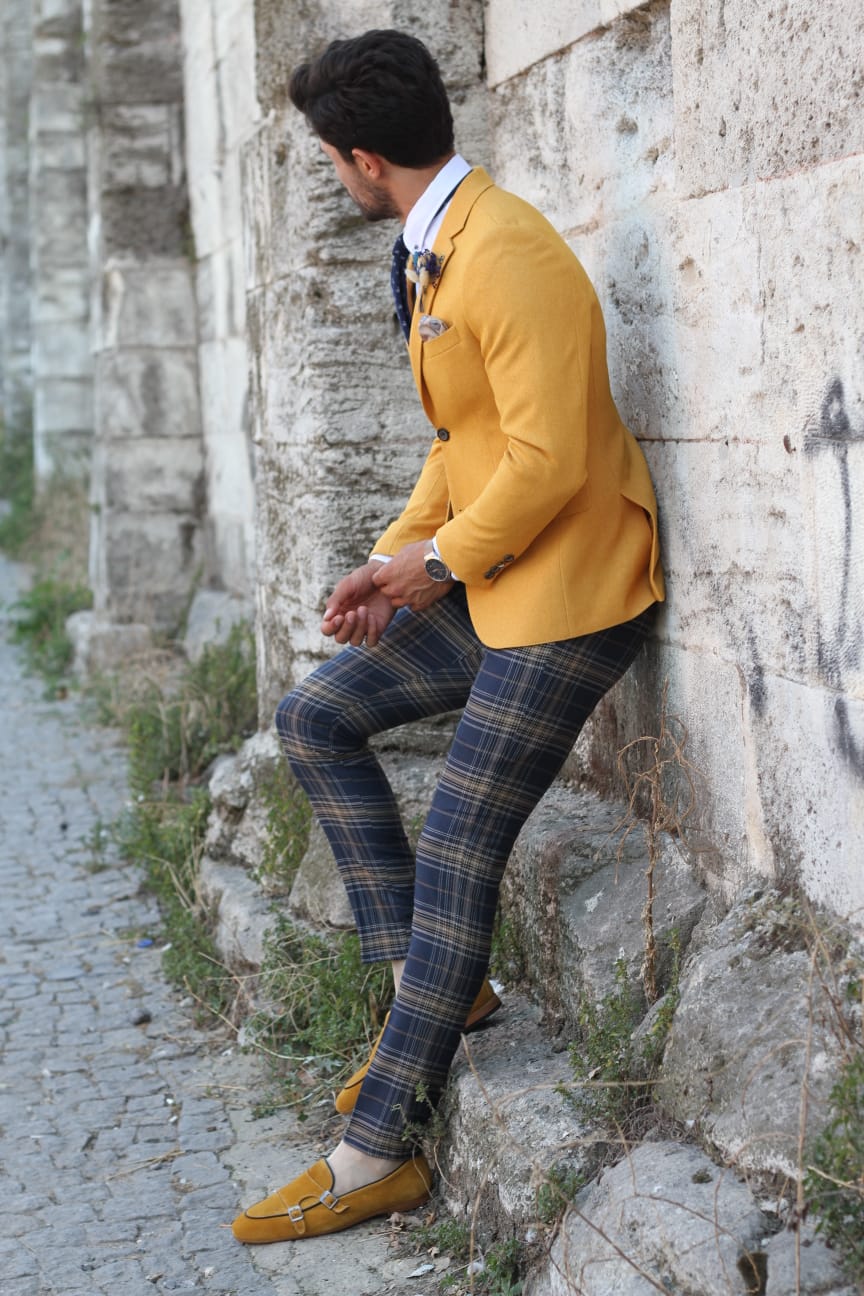Pac Slim-Fit Jacket in Yellow-baagr.myshopify.com-blazers-BOJONI
