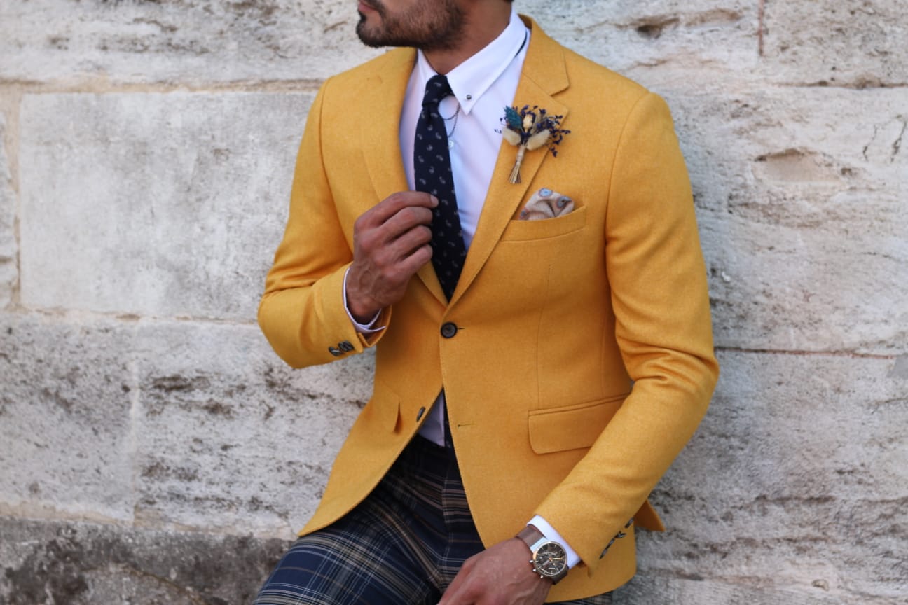 Pac Slim-Fit Jacket in Yellow-baagr.myshopify.com-blazers-BOJONI