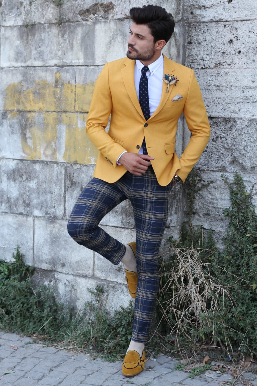 Pac Slim-Fit Jacket in Yellow-baagr.myshopify.com-blazers-BOJONI