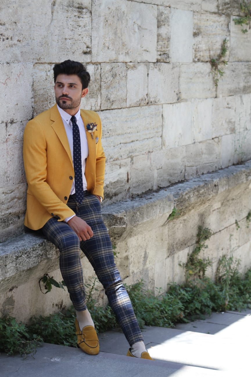 Pac Slim-Fit Jacket in Yellow-baagr.myshopify.com-blazers-BOJONI