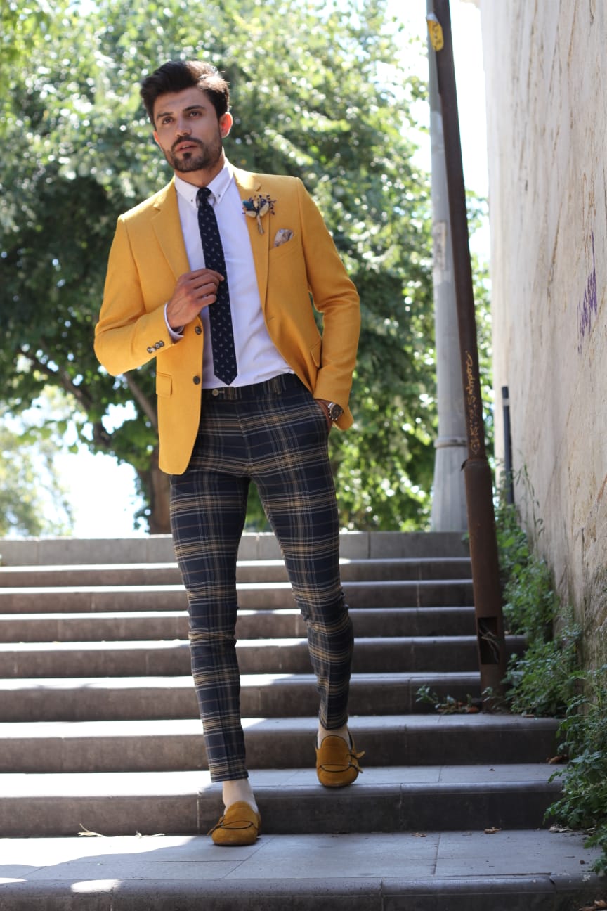 Pac Slim-Fit Jacket in Yellow-baagr.myshopify.com-blazers-BOJONI