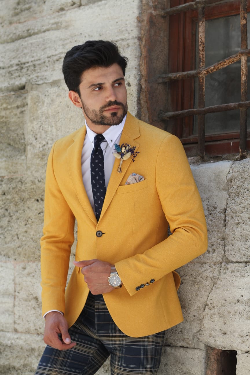 Pac Slim-Fit Jacket in Yellow-baagr.myshopify.com-blazers-BOJONI