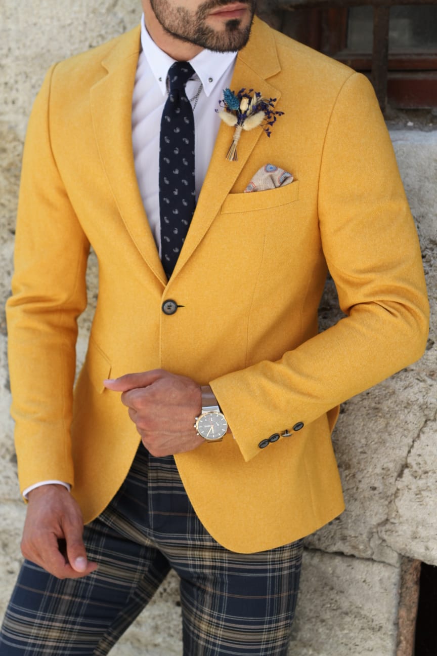 Pac Slim-Fit Jacket in Yellow-baagr.myshopify.com-blazers-BOJONI