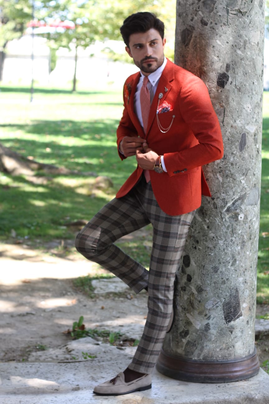 Pac Slim-Fit Jacket in Orange-baagr.myshopify.com-blazers-BOJONI