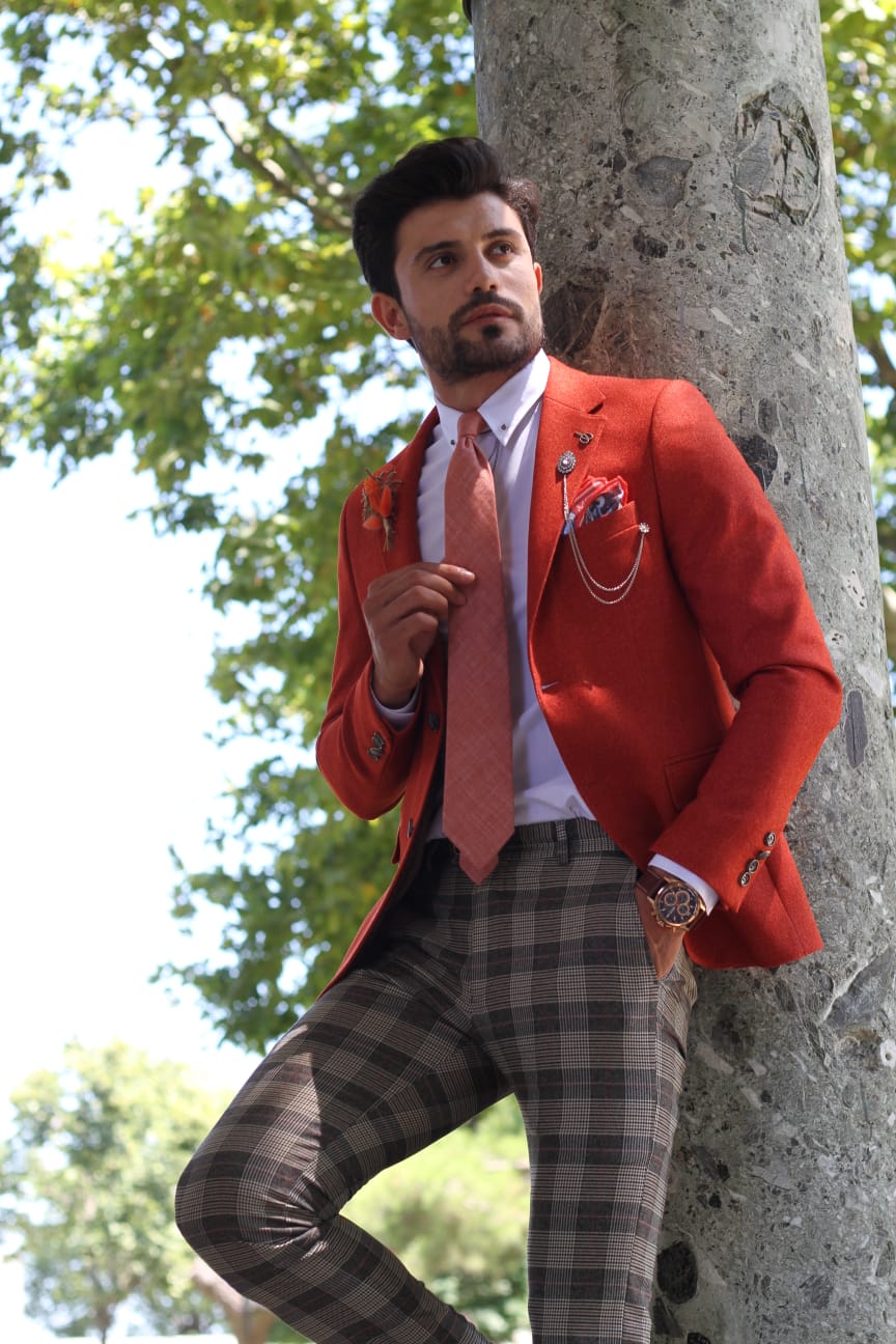 Pac Slim-Fit Jacket in Orange-baagr.myshopify.com-blazers-BOJONI