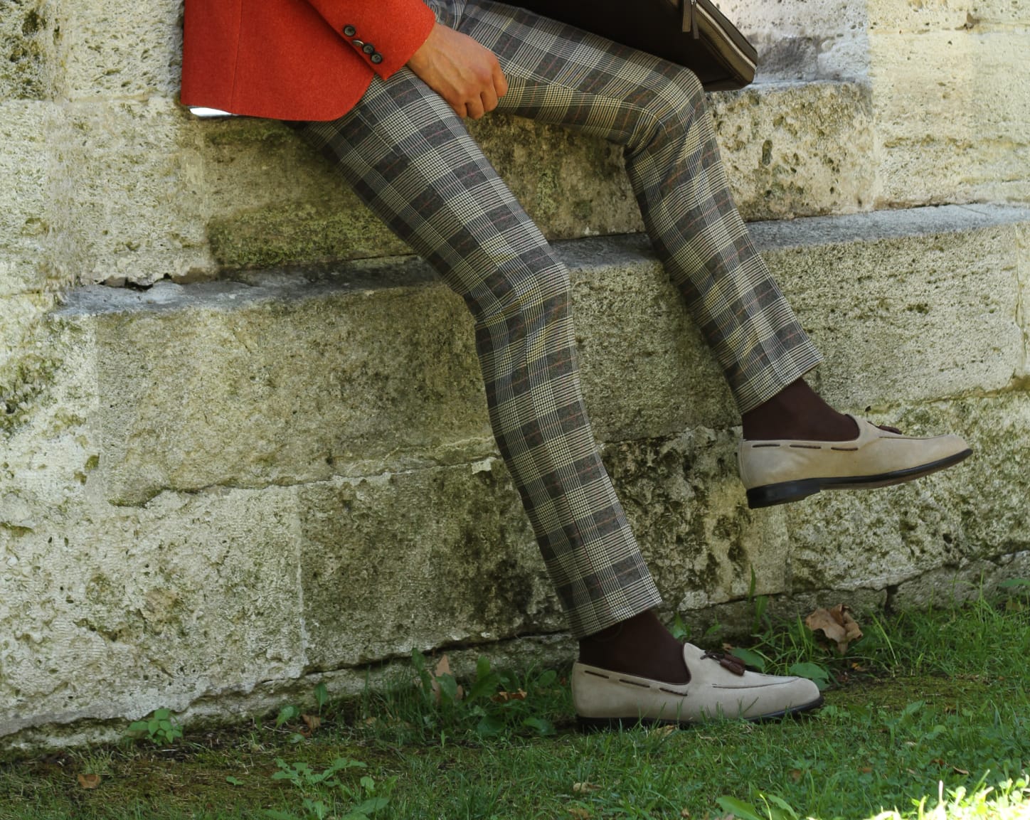 Pac Slim-Fit Plaid Pants Camel-baagr.myshopify.com-Pants-BOJONI