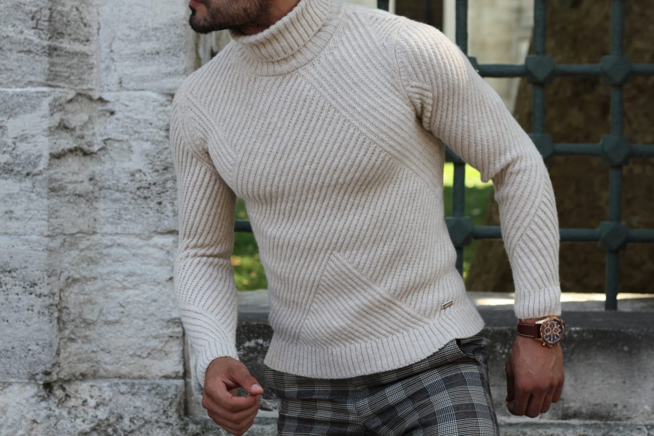 Patrick Slim-Fit Knitted Sweater in Beige-baagr.myshopify.com-sweatshirts-BOJONI