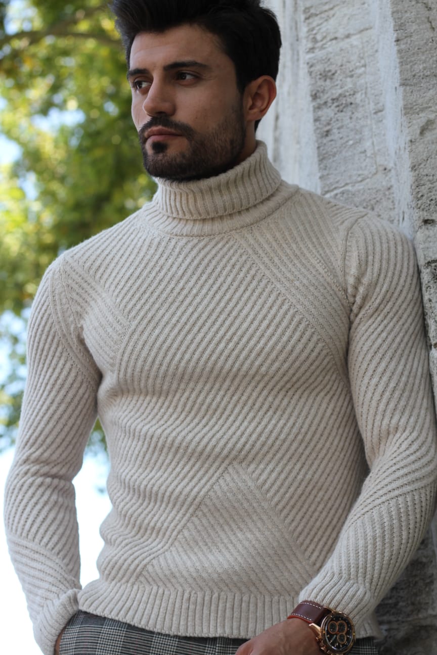 Patrick Slim-Fit Knitted Sweater in Beige-baagr.myshopify.com-sweatshirts-BOJONI