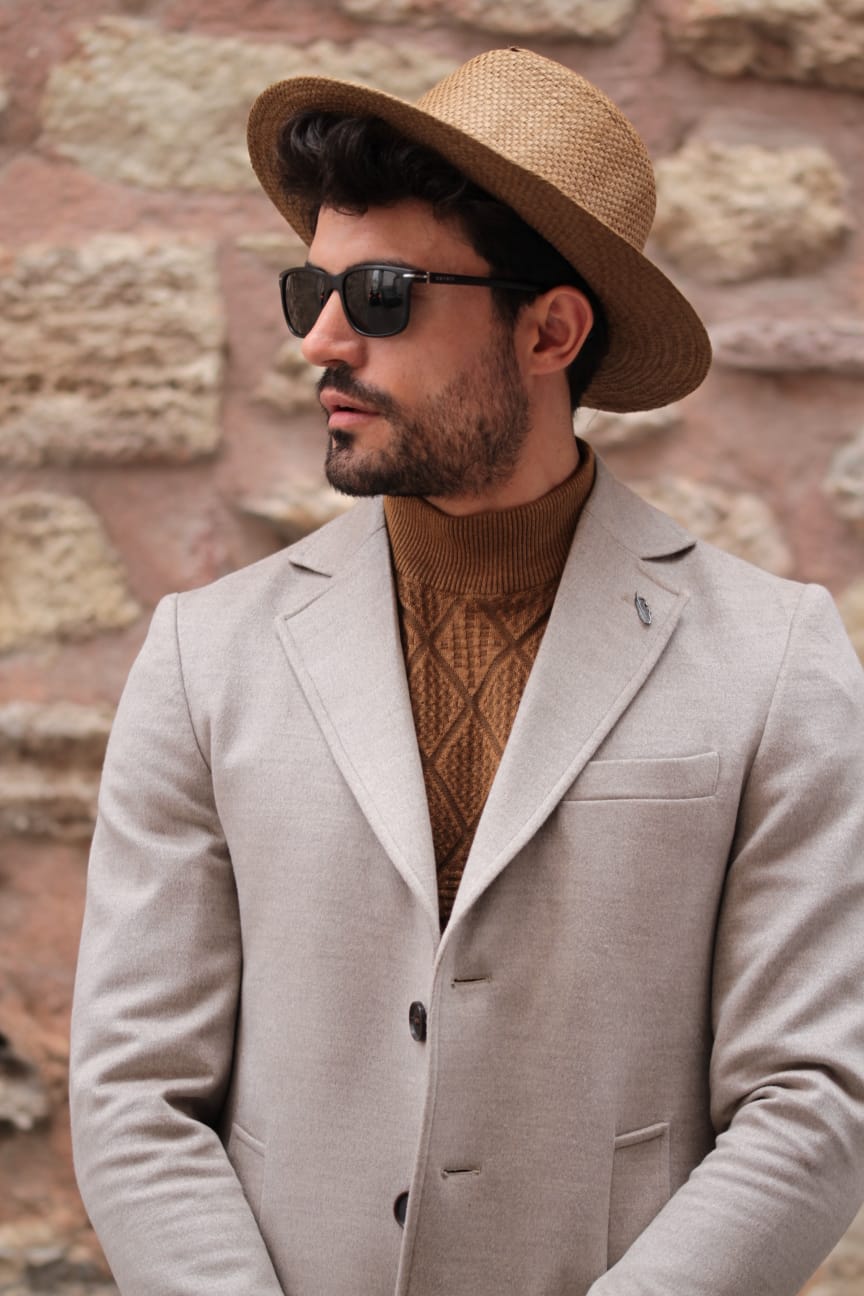 Slim-Fit Wool Coat Stone-baagr.myshopify.com-Jacket-BOJONI