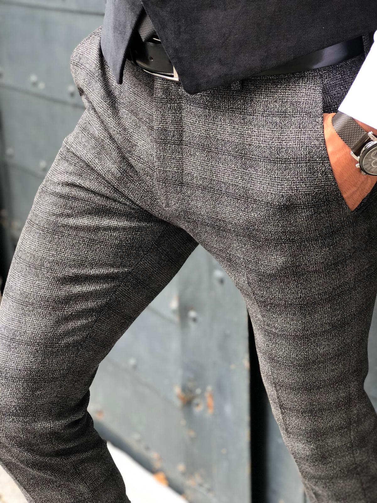 Bakki Slim-Fit Plaid Pants in Black-baagr.myshopify.com-Pants-BOJONI
