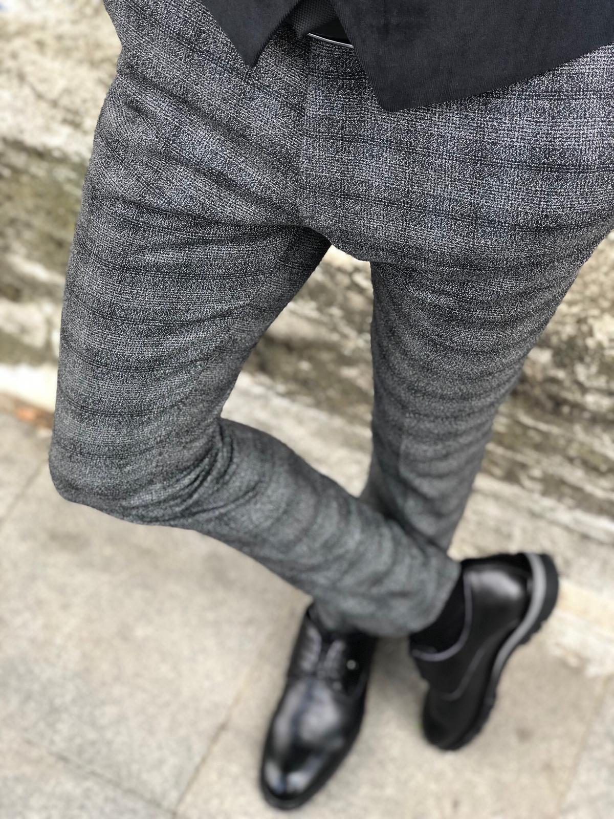 Bakki Slim-Fit Plaid Pants in Black-baagr.myshopify.com-Pants-BOJONI