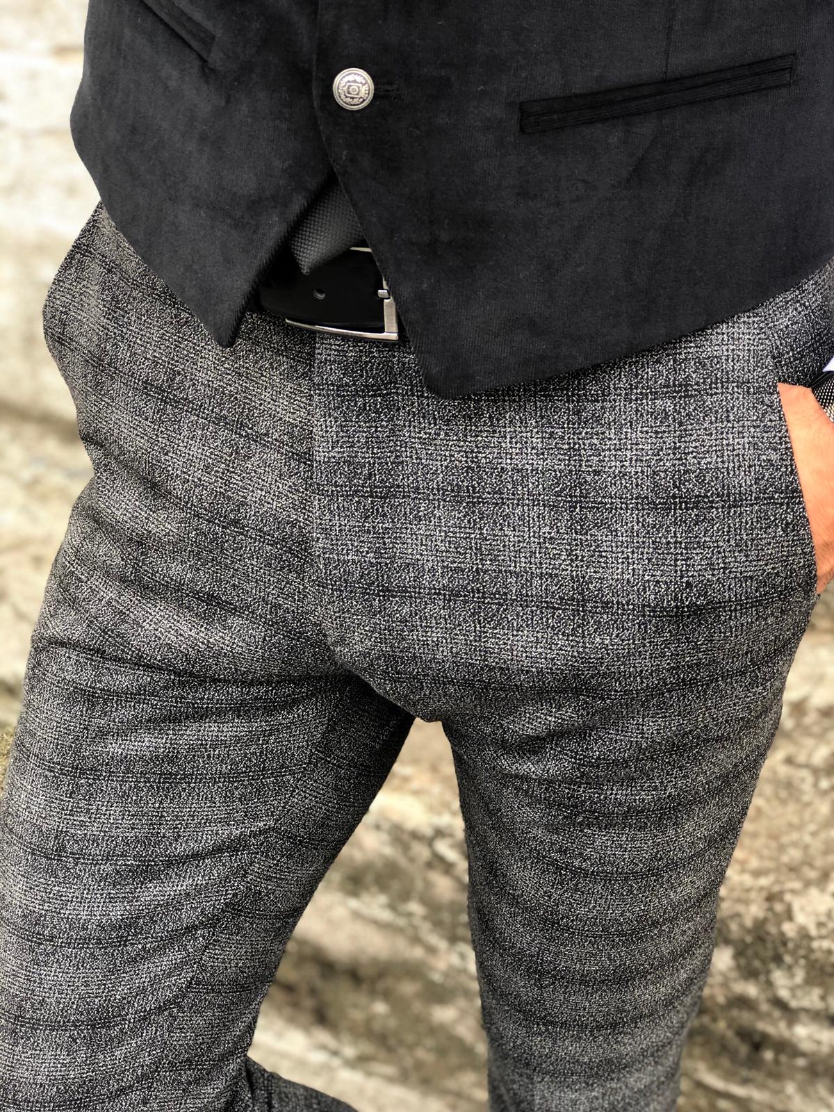 Bakki Slim-Fit Plaid Pants in Black-baagr.myshopify.com-Pants-BOJONI
