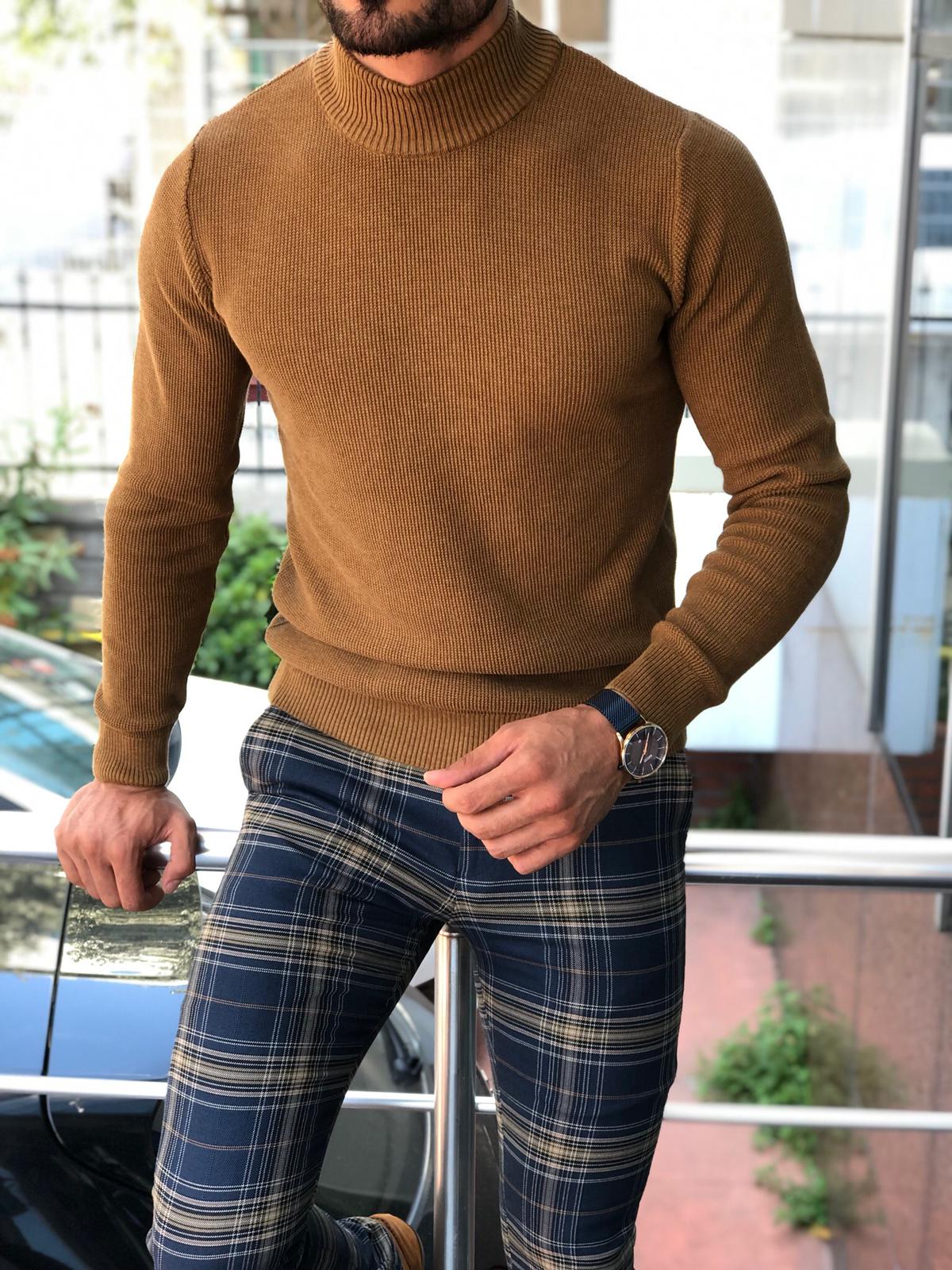 Slim-Fit Turtleneck Knitwear Camel-baagr.myshopify.com-sweatshirts-BOJONI