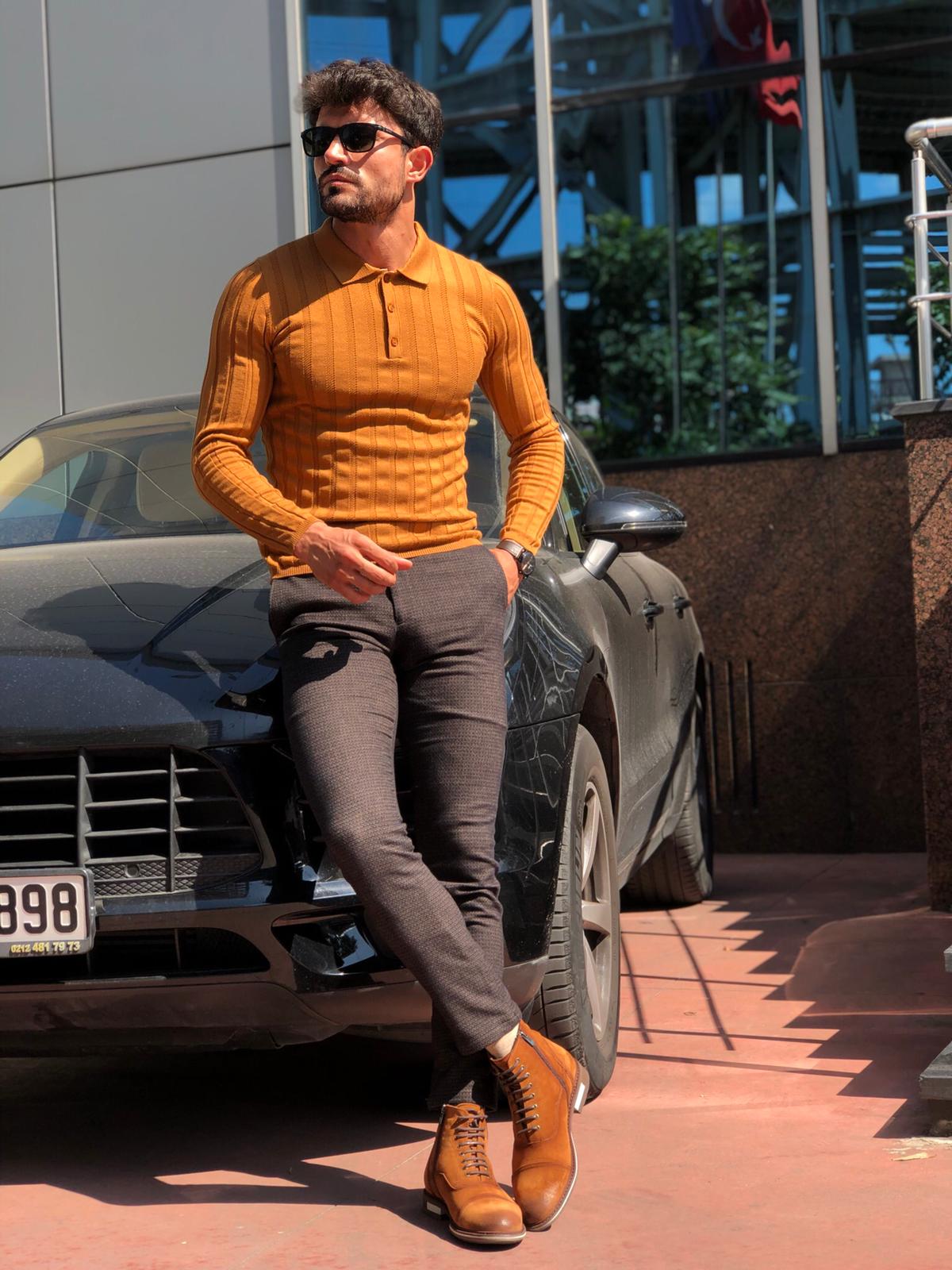 Slim-Fit Polo Sweater Camel-baagr.myshopify.com-sweatshirts-BOJONI