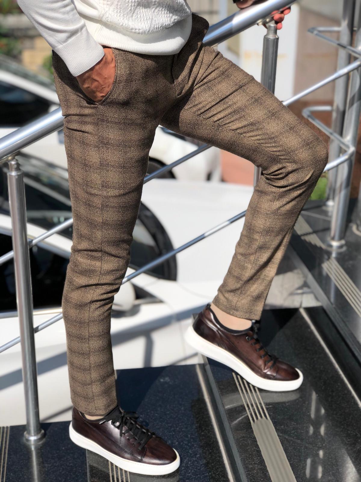 Malacan Slim-fit Pants Brown-baagr.myshopify.com-Pants-BOJONI
