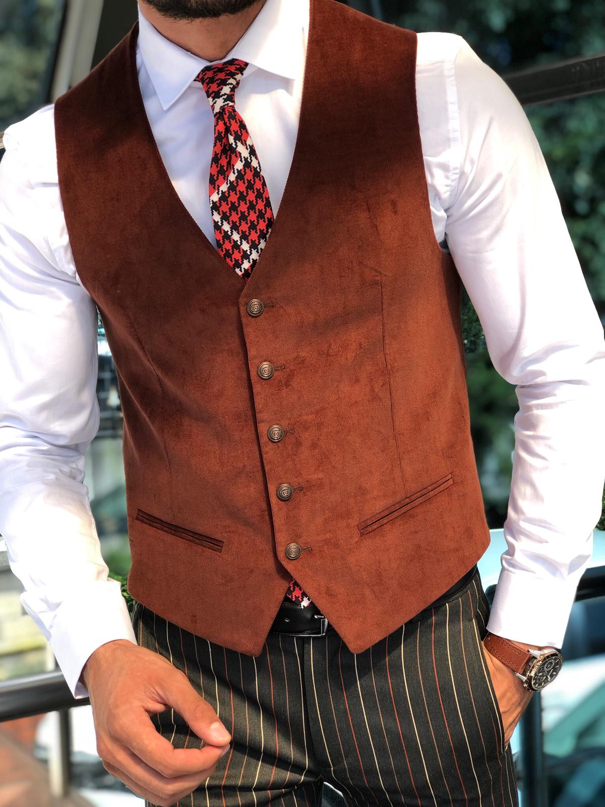 Slim-Fit Velvet Vest Tile-baagr.myshopify.com-suit-BOJONI