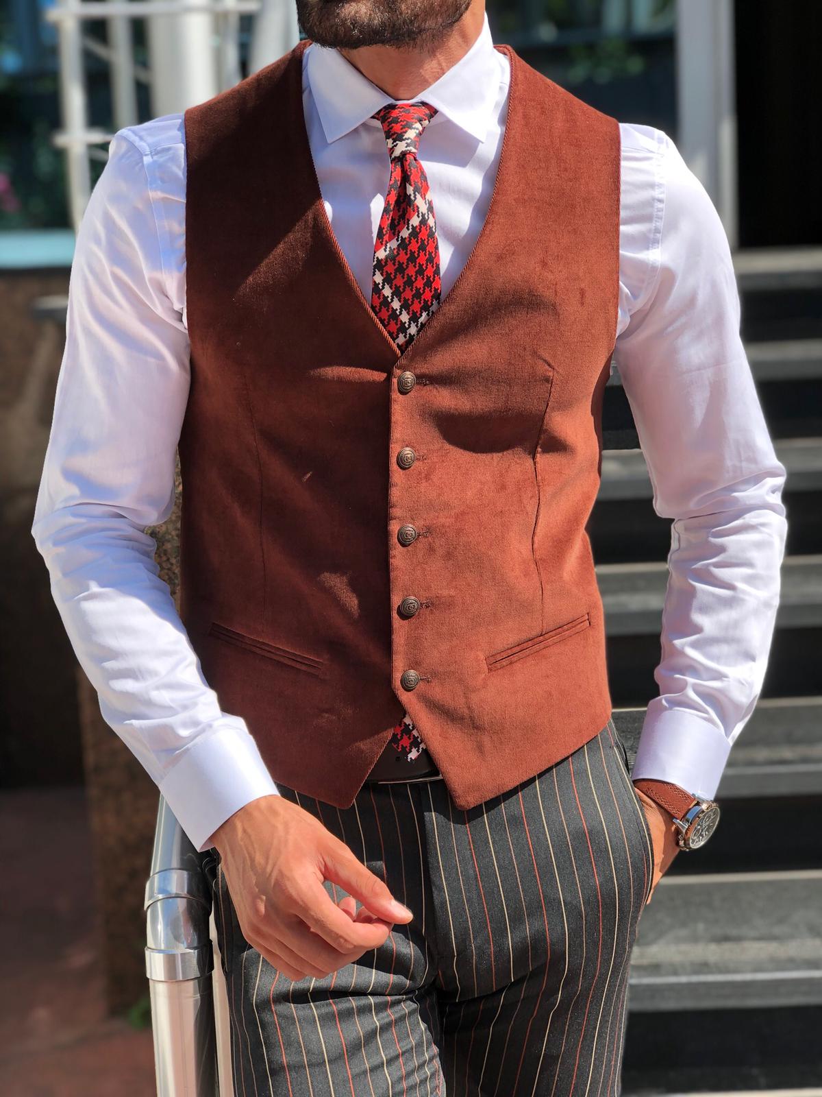 Slim-Fit Velvet Vest Tile-baagr.myshopify.com-suit-BOJONI