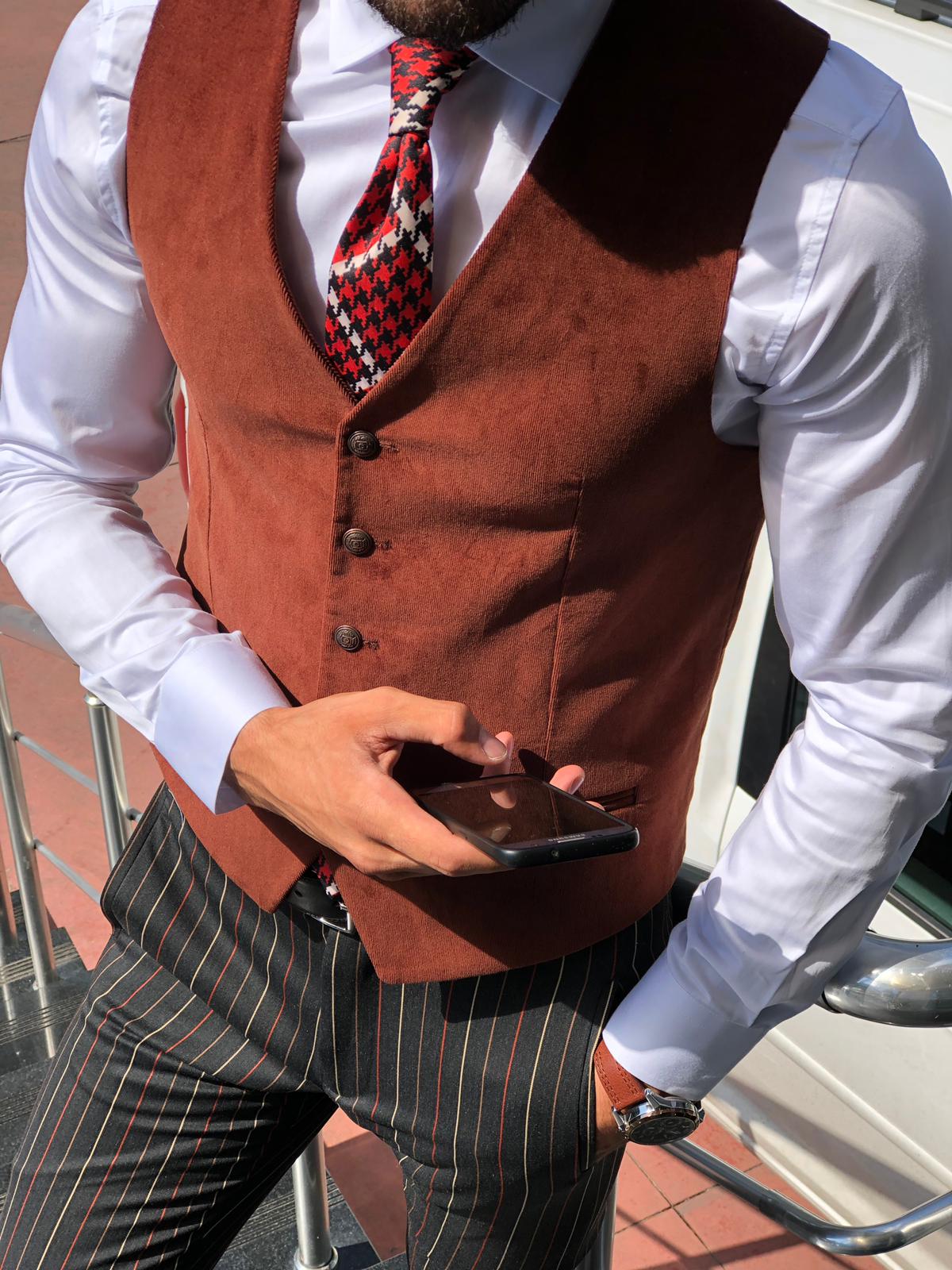 Slim-Fit Velvet Vest Tile-baagr.myshopify.com-suit-BOJONI