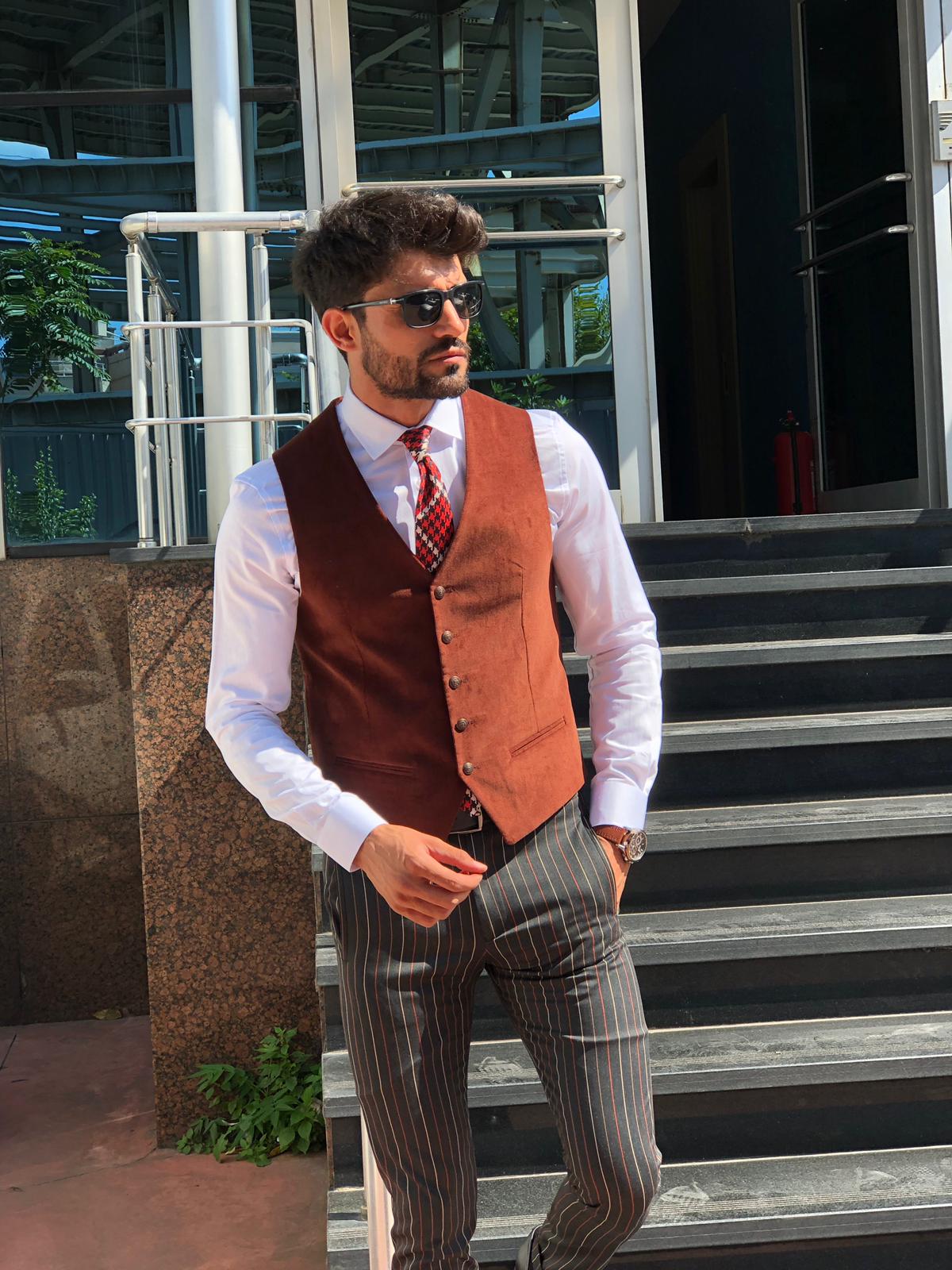 Slim-Fit Velvet Vest Tile-baagr.myshopify.com-suit-BOJONI