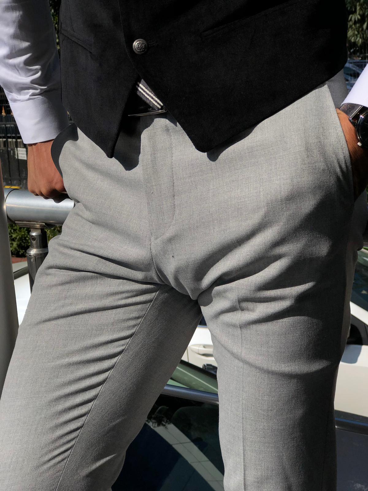 Mason Slim-Fit Fabric Pants Grey-baagr.myshopify.com-Pants-BOJONI