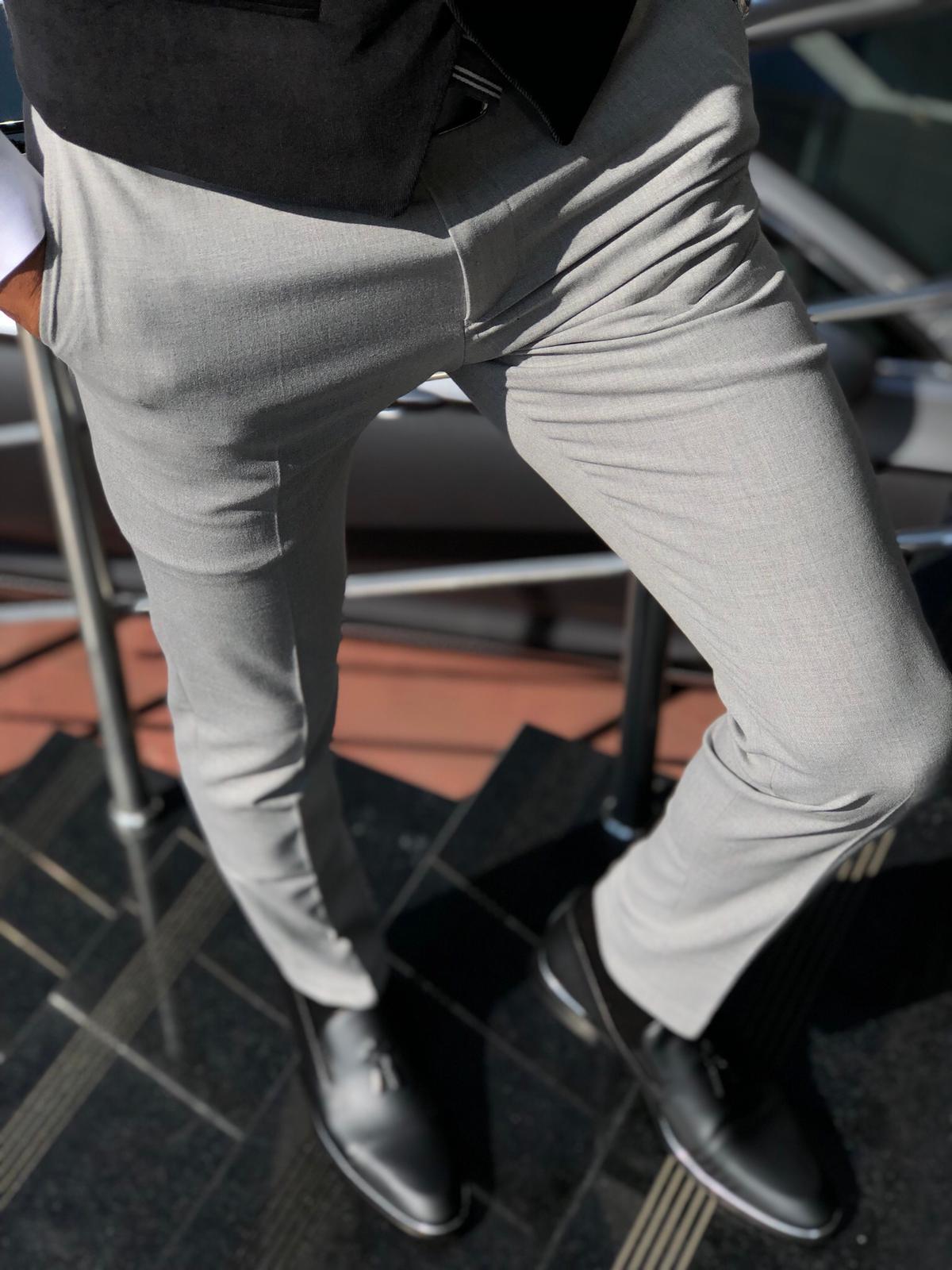 Mason Slim-Fit Fabric Pants Grey-baagr.myshopify.com-Pants-BOJONI
