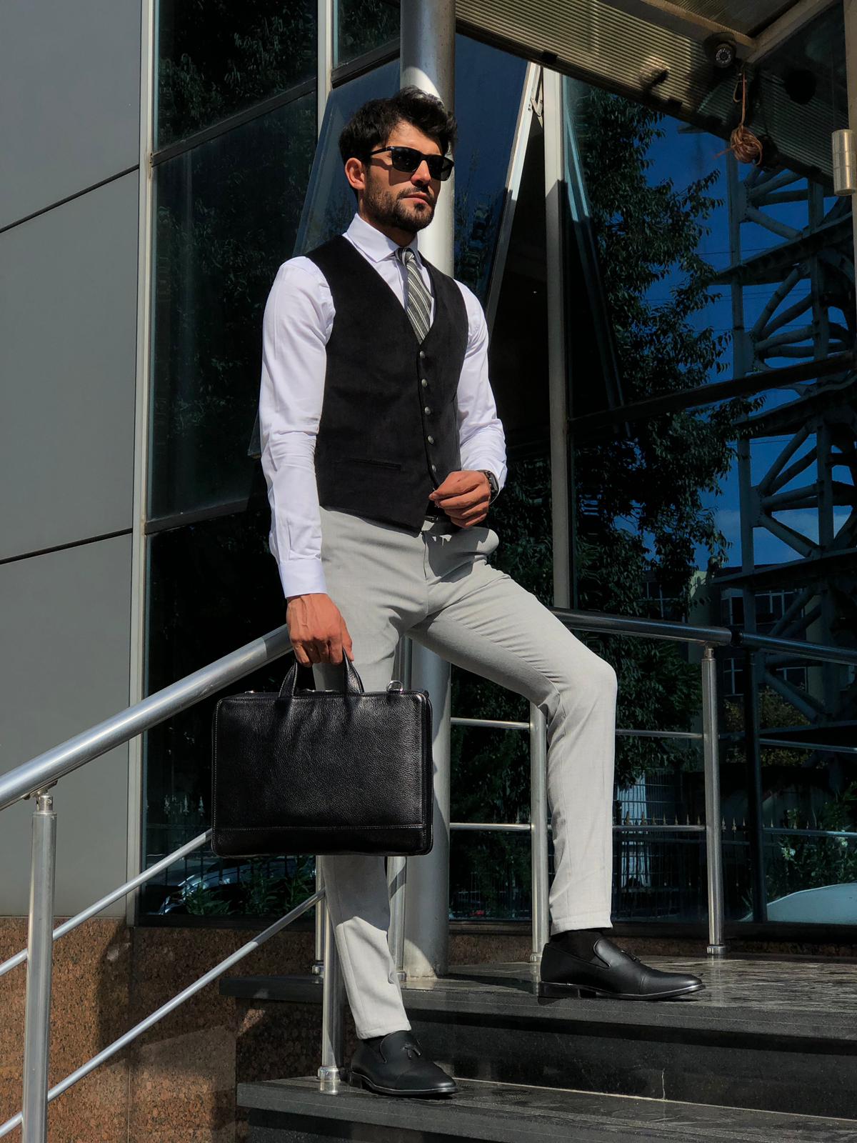 Slim-Fit Velvet Vest Black-baagr.myshopify.com-suit-BOJONI