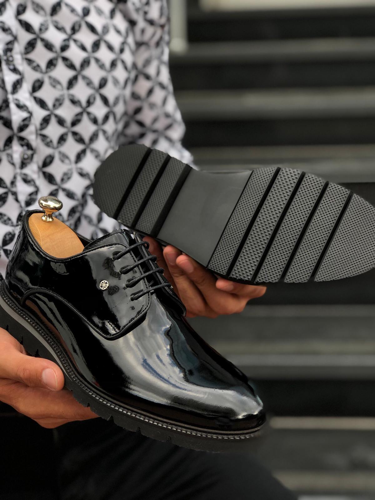 Patent Lace-up Leather Shoes Black-baagr.myshopify.com-shoes2-BOJONI