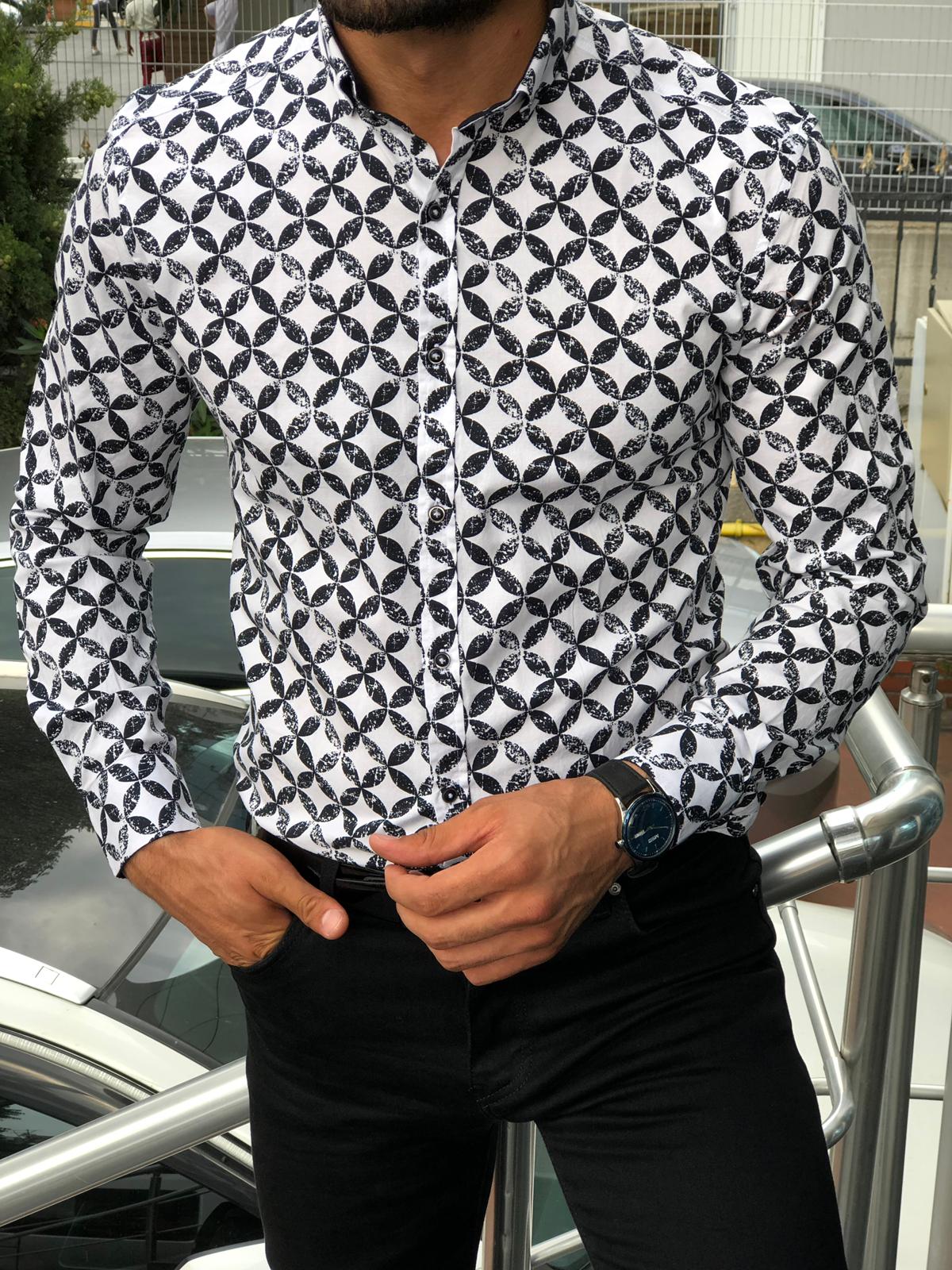 Toni Slim-Fit Patterned Shirt Black-baagr.myshopify.com-Shirt-BOJONI