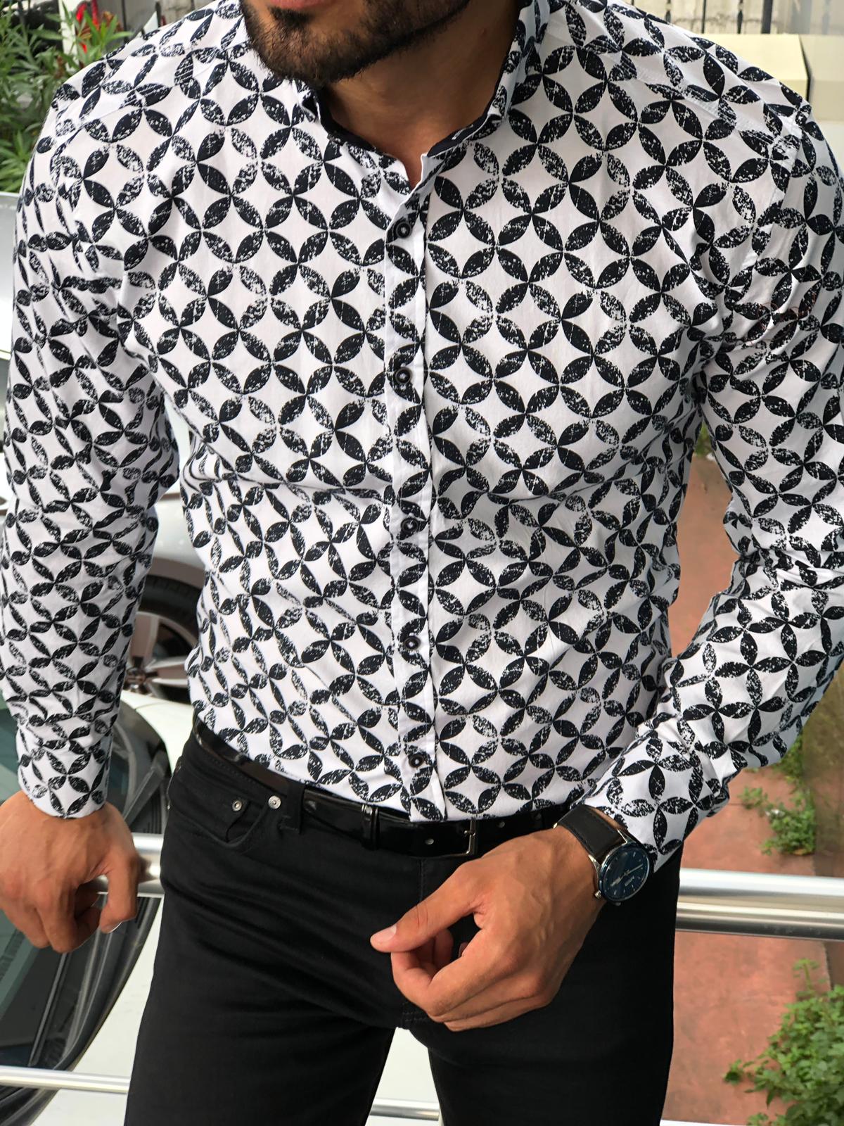 Toni Slim-Fit Patterned Shirt Black-baagr.myshopify.com-Shirt-BOJONI