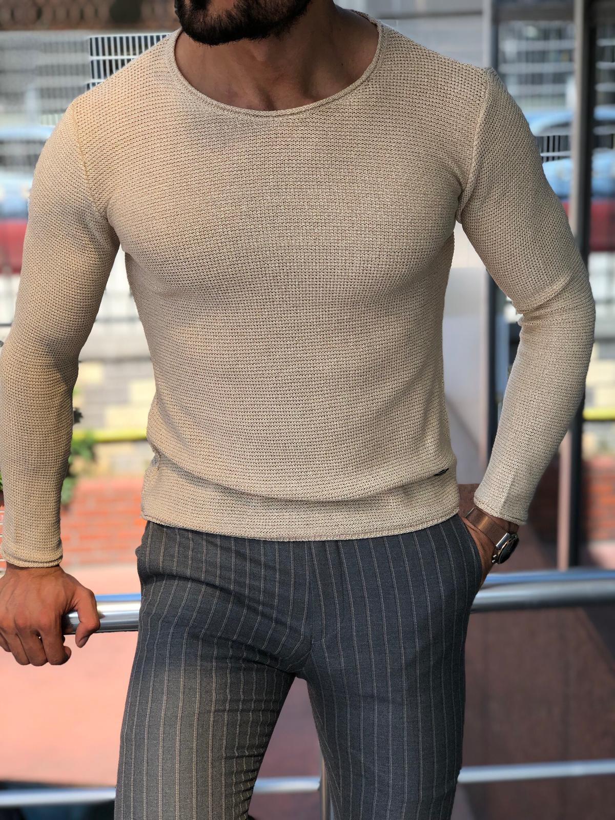 Merus Slim-Fit Knitwear Beige-baagr.myshopify.com-sweatshirts-BOJONI