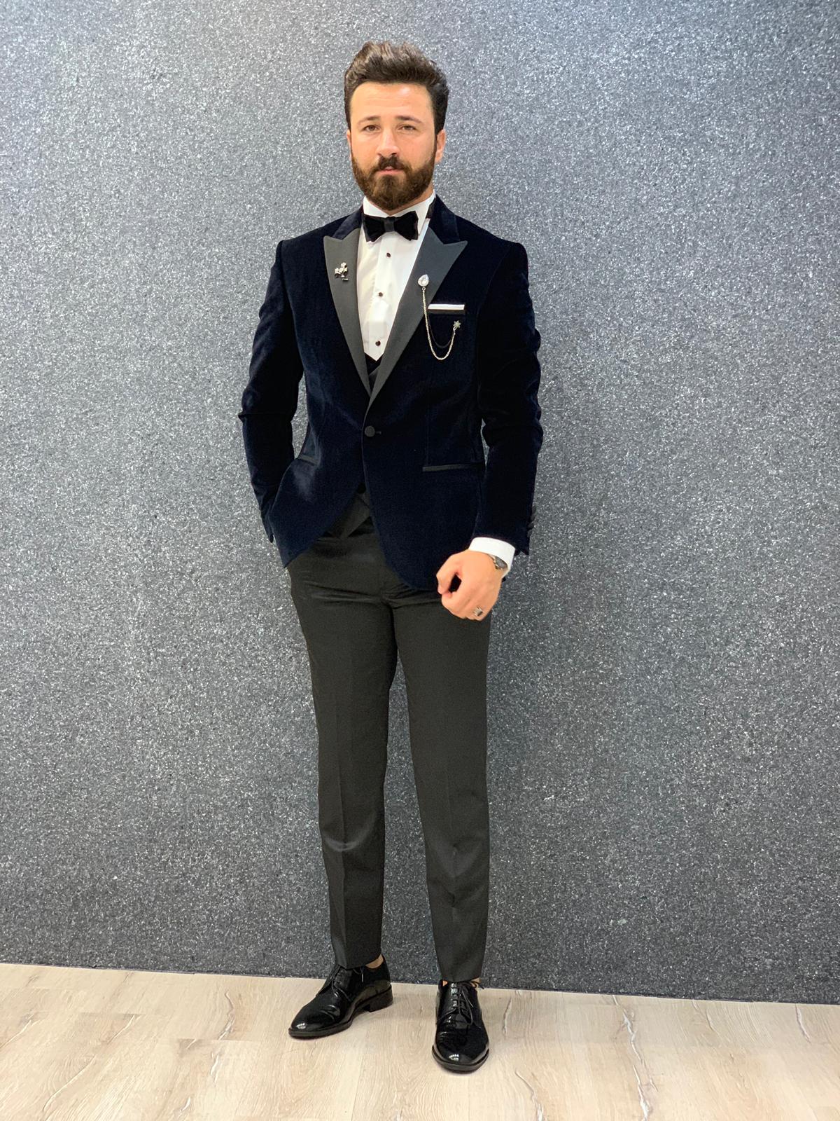 Mans Slim Fit Tuxedo Navy Blue-baagr.myshopify.com-1-brabion