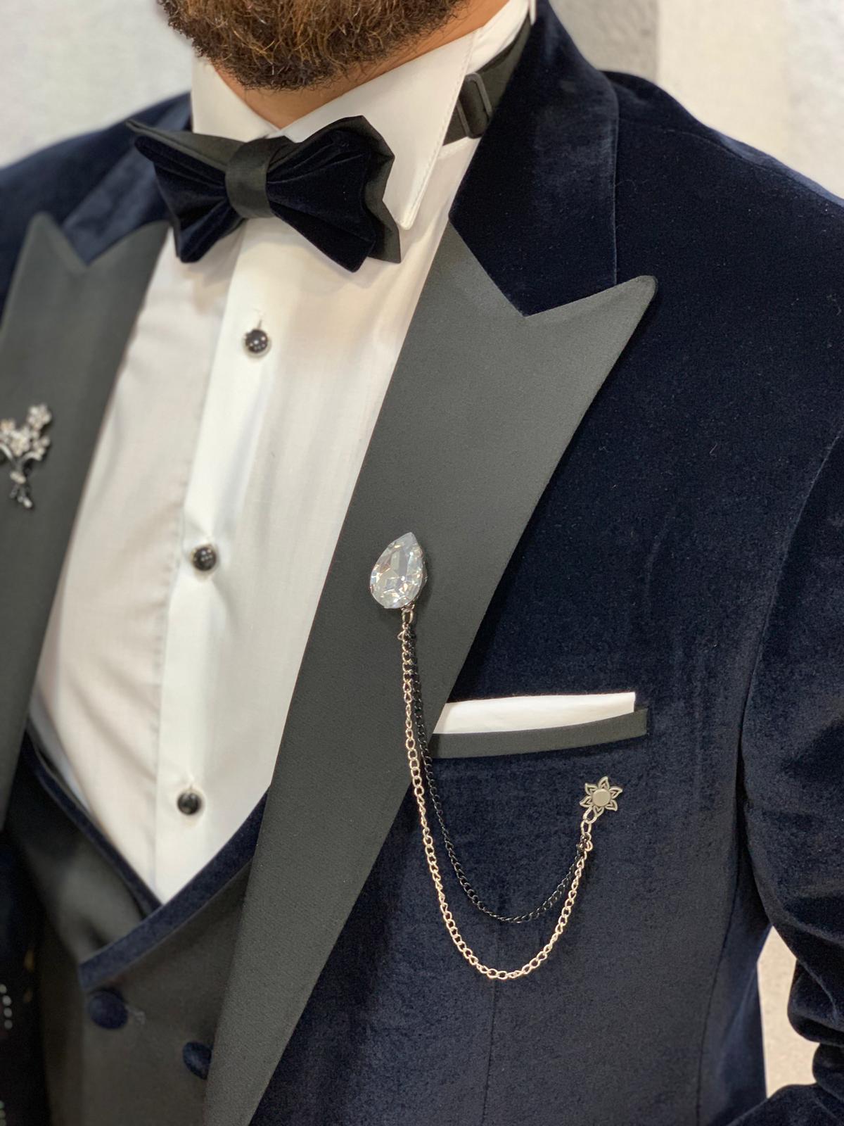 Mans Slim Fit Tuxedo Navy Blue-baagr.myshopify.com-1-brabion