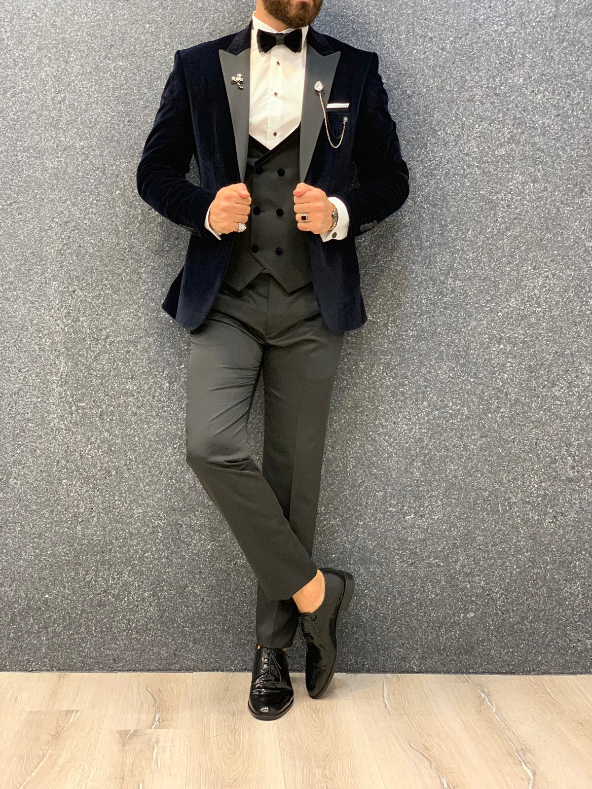 Mans Slim Fit Tuxedo Navy Blue-baagr.myshopify.com-1-brabion