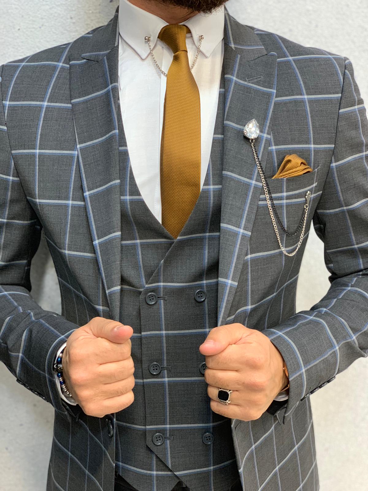 Cris Slim Fit Plaid Suit Navy-baagr.myshopify.com-1-BOJONI