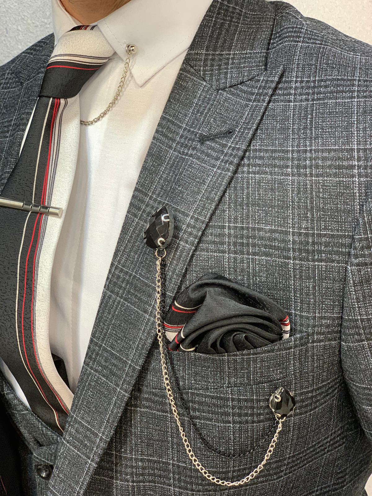 Louis Slim Fit Plaid Suit Dark Gray-baagr.myshopify.com-1-BOJONI