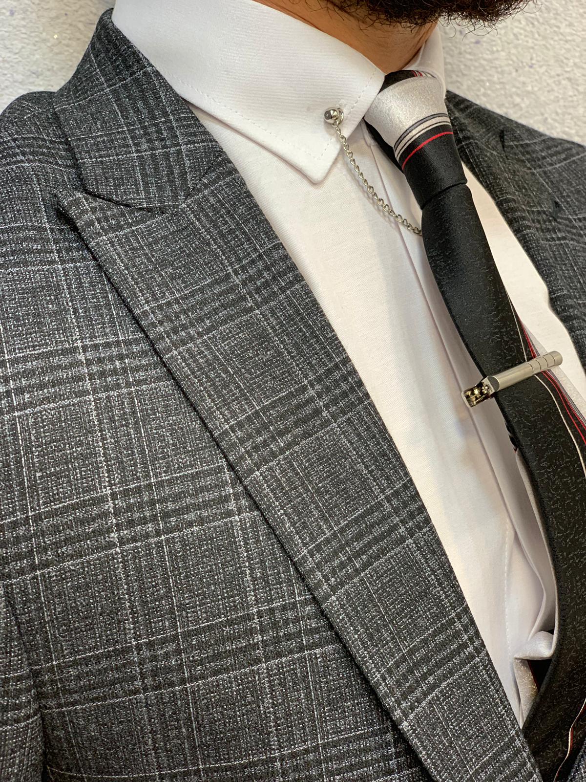 Louis Slim Fit Plaid Suit Dark Gray-baagr.myshopify.com-1-BOJONI