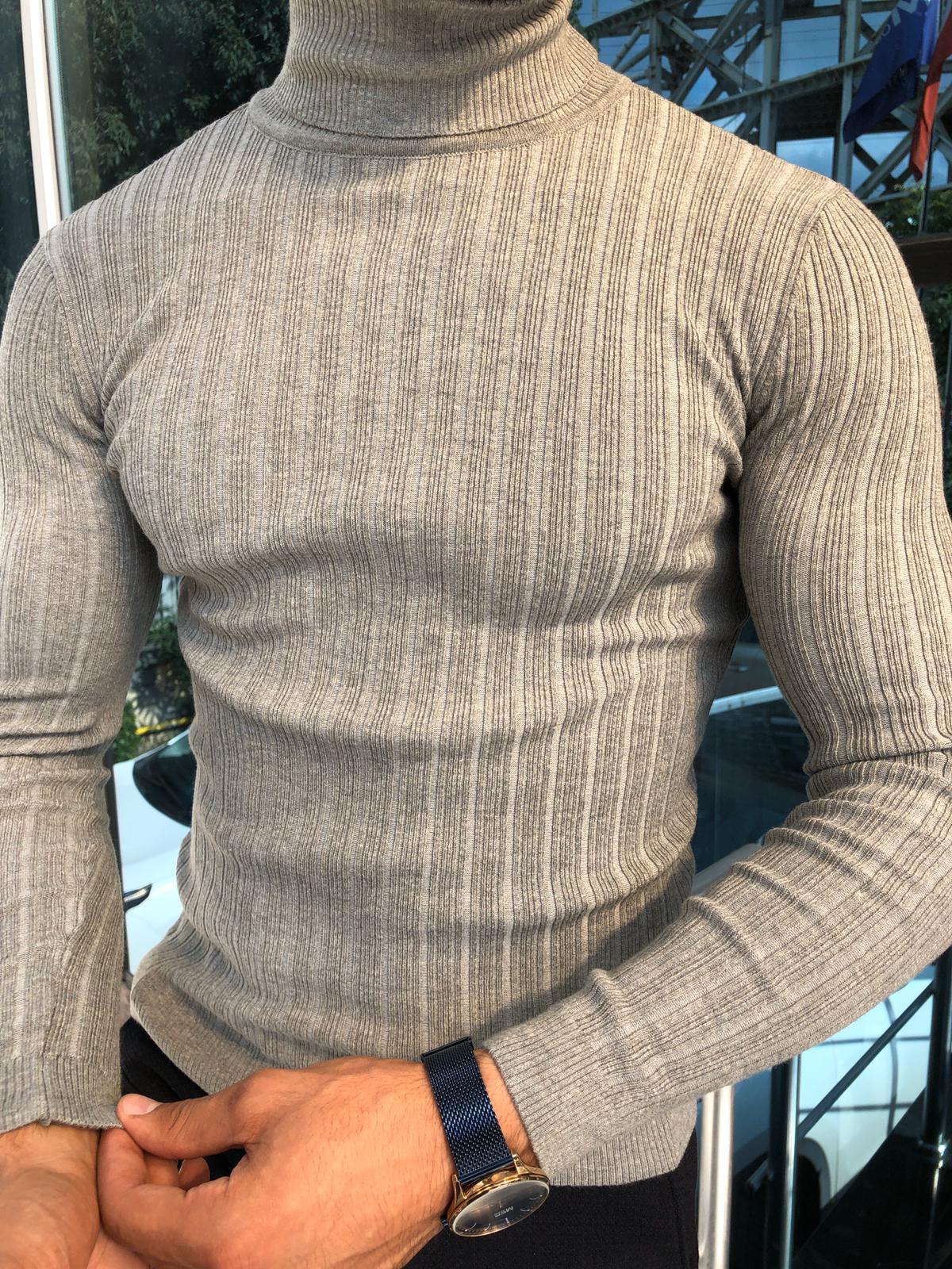 Santo Slim-Fit Turtleneck Knitwear Gray-baagr.myshopify.com-sweatshirts-BOJONI